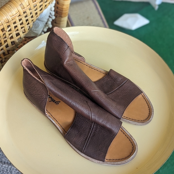 Free People 38 Mont Blanc Sandals Brown Leather Bohemian Summer Aesthetic - Picture 7 of 10